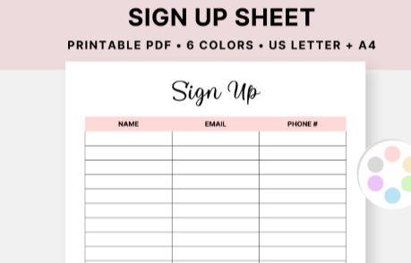 Printable:Uqsm1fczhdi= Sign up Sheet