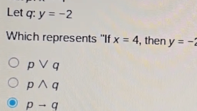 Which Represents if X = 4, Then Y = −2”?