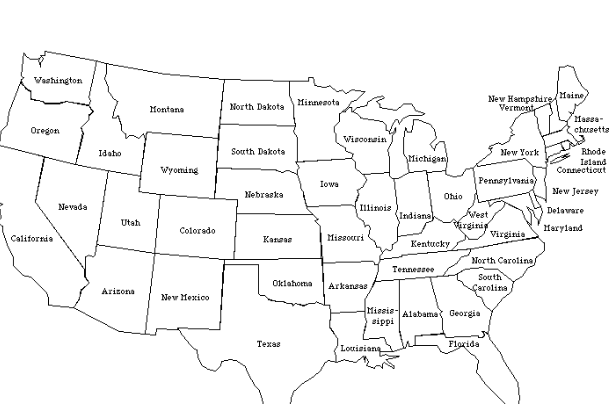 Printable:Uj3t4zt70_Q= Map of the United States of America